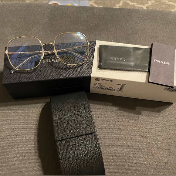 Brand New PRADA Clear Blue Light Filter Square Ladies Sunglasses PR 67XS ZVN08N - Picture 1 of 10